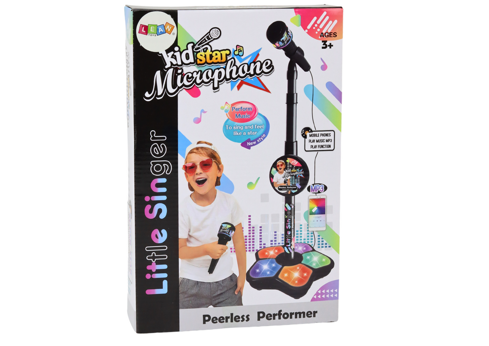 Mikrofonas su stovu vaikams lean toys, juodas 2