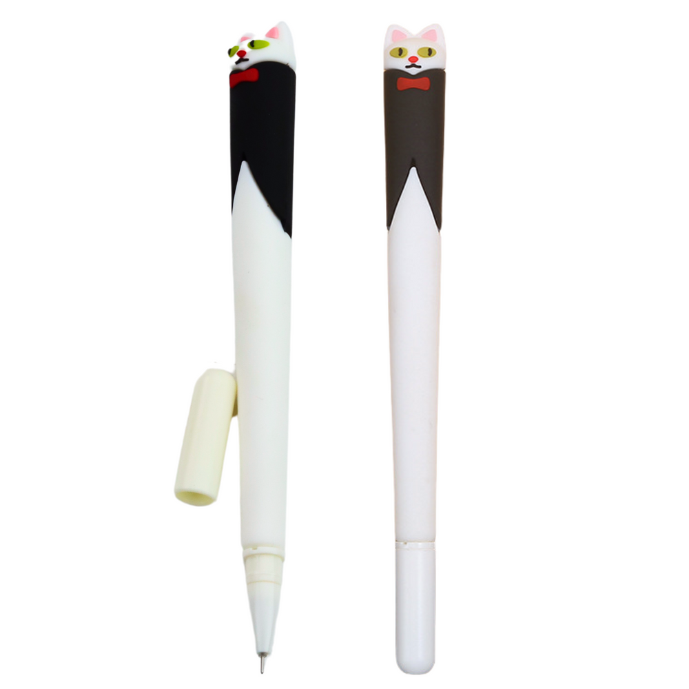 Gelinis rašiklis su katės dizainu 16.5 cm juodai baltas