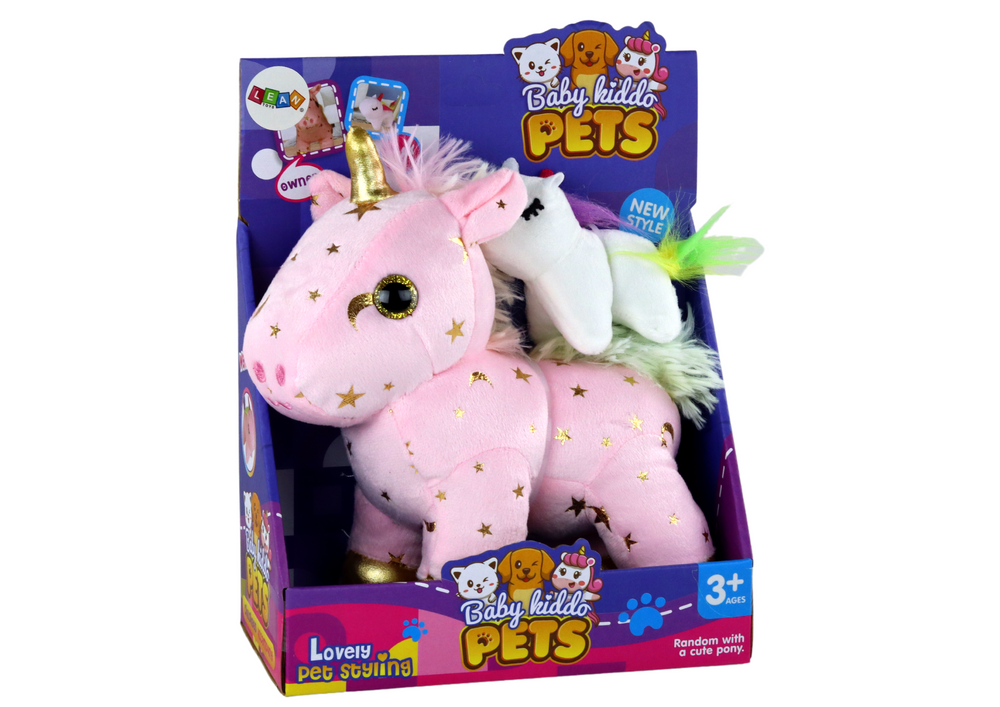 Minkštų žaislų rinkinys lean toys vienaragiai, rožinis