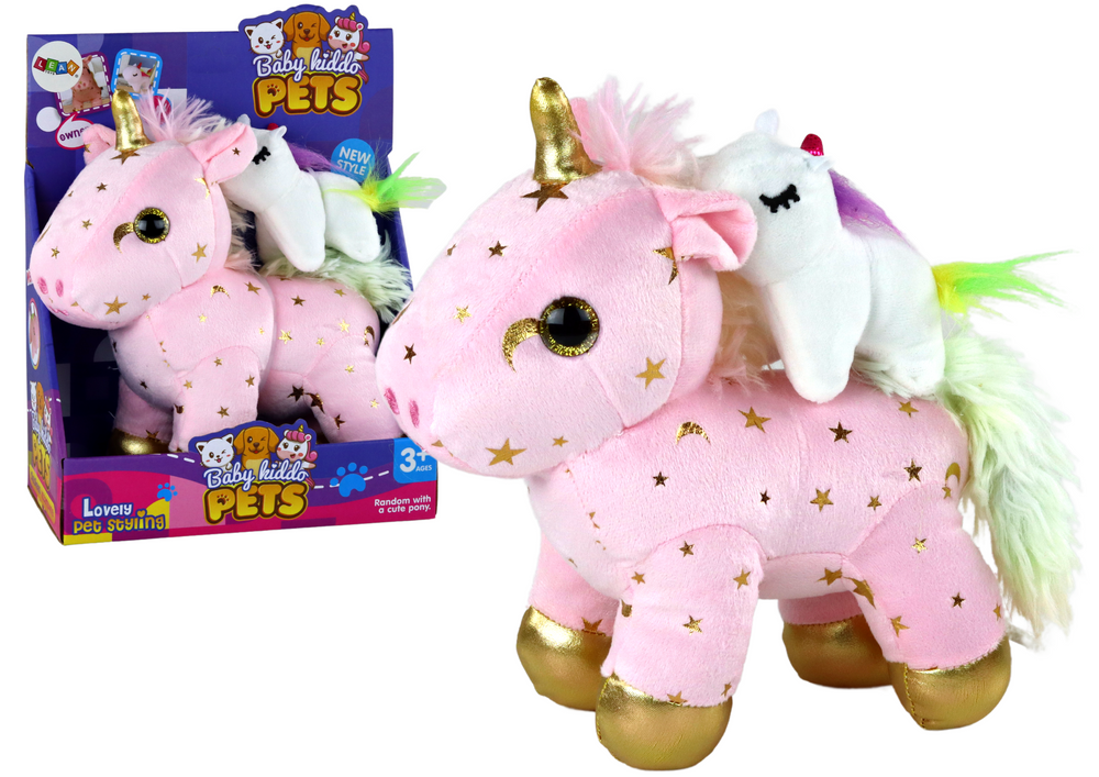 Minkštų žaislų rinkinys lean toys vienaragiai, rožinis