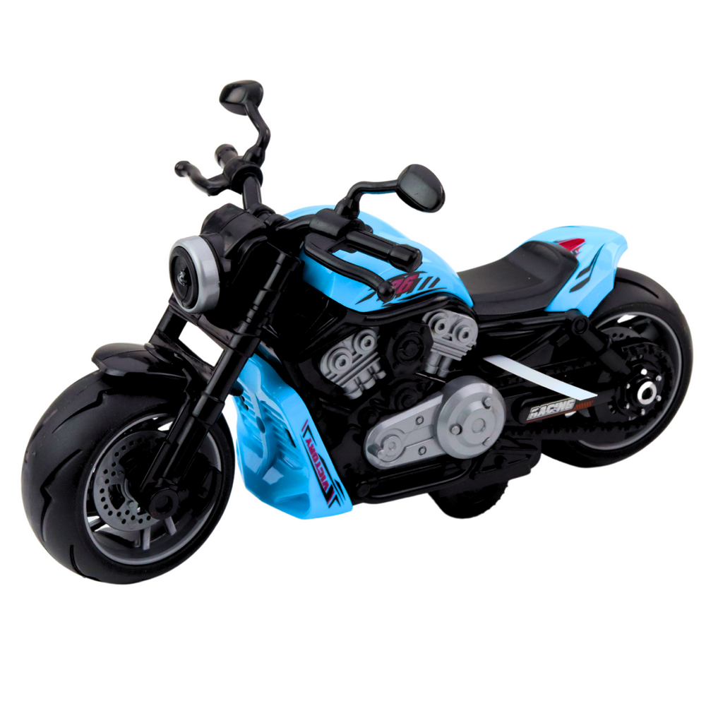 Žaislinis motociklas su šviesomis ir garsais, mėlynas, 22.5 cm