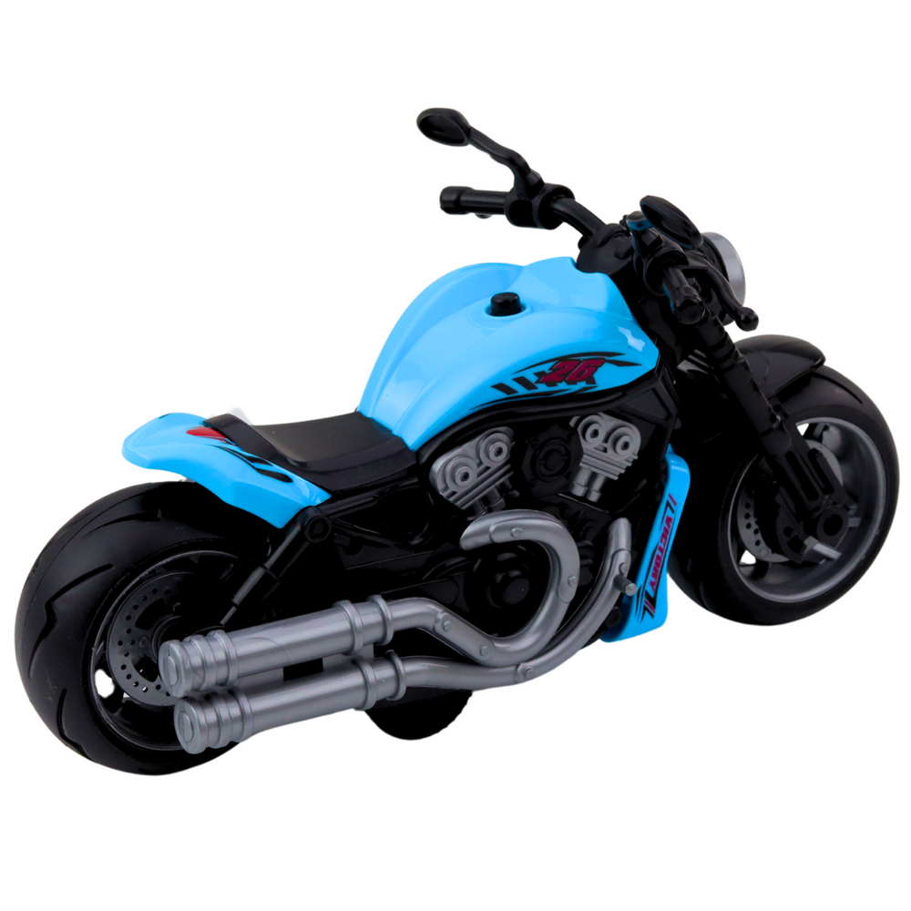 Žaislinis motociklas su šviesomis ir garsais, mėlynas, 22.5 cm