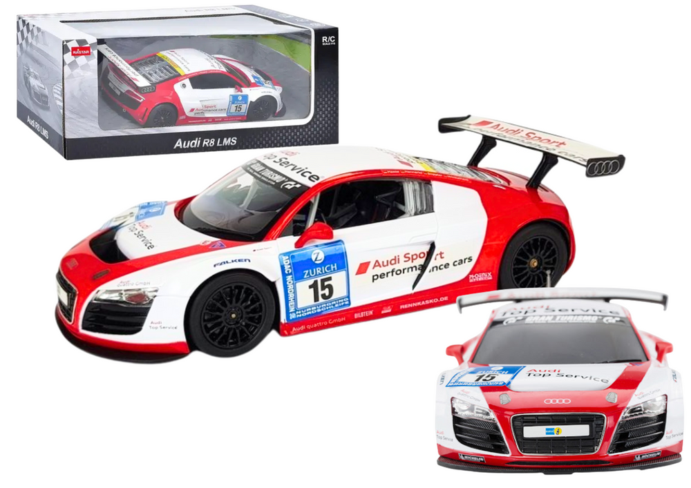Nuotoliniu būdu valdomas sportinis automobilis audi r8 lms 1:24