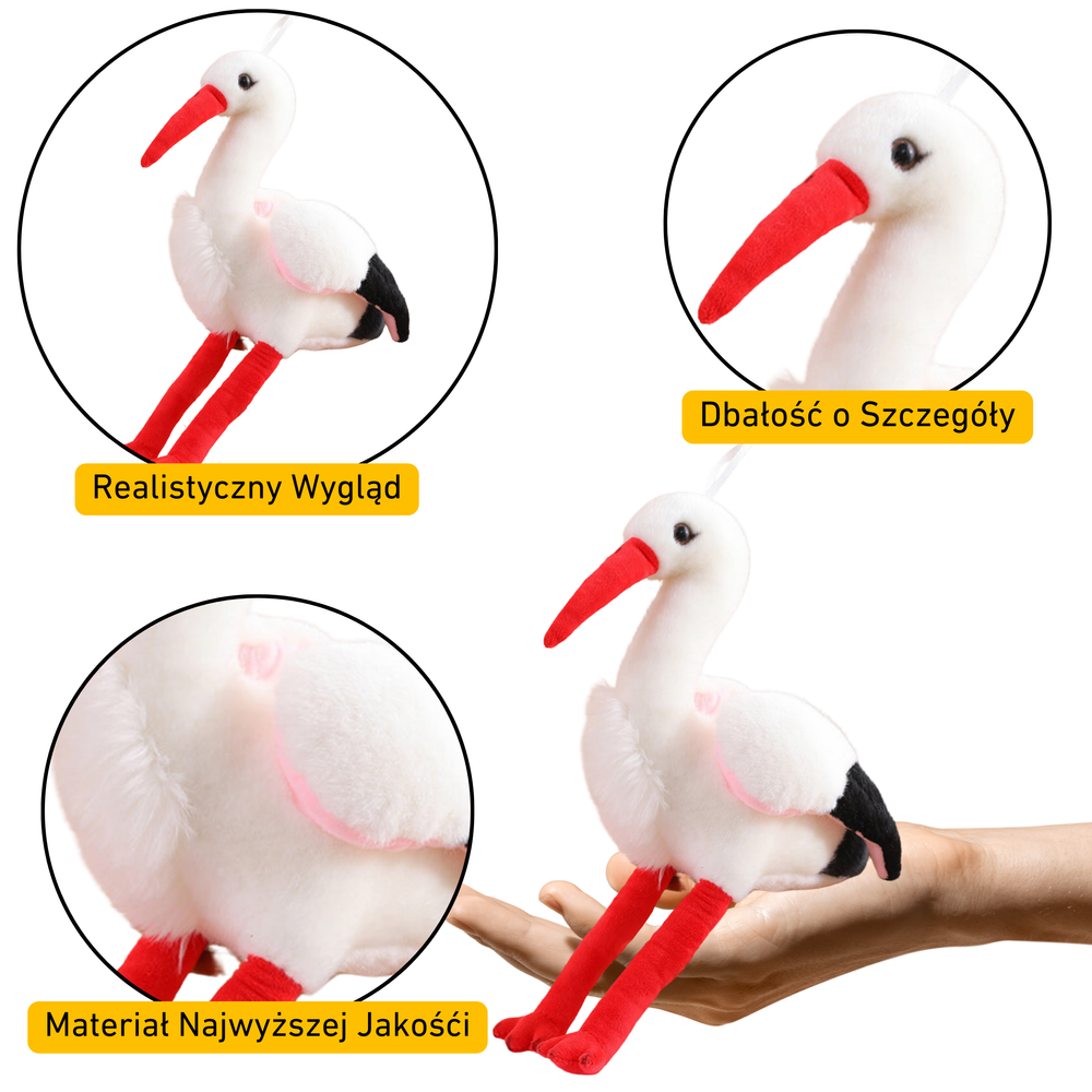 Minkšta 37 cm aukščio gandrų lėlė
