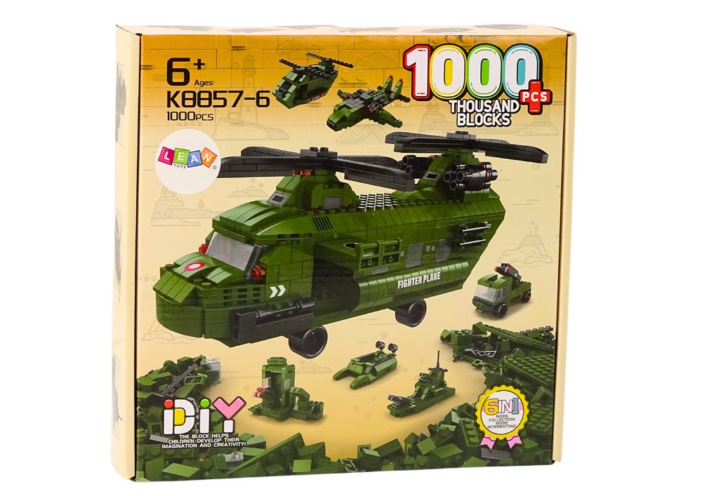 Konstruktorius military helicopter block set military green, 1000 d.