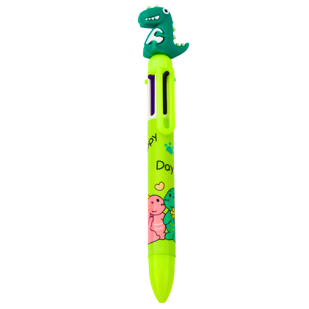 Spalvotas rašiklis su dinozauro figūrėle, 6 spalvos, 17 cm