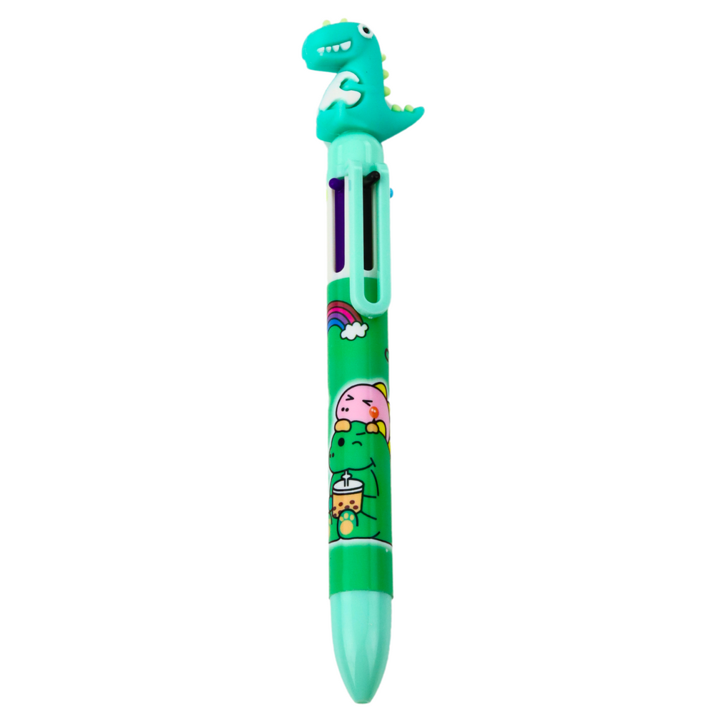 Spalvotas rašiklis su dinozauro figūrėle, 6 spalvos, 17 cm