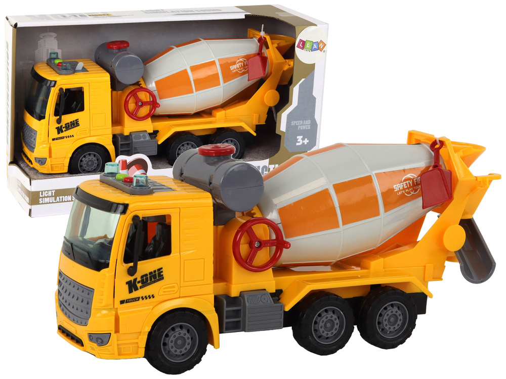 Betono maišytuvas su garso ir šviesos efektais, geltonas, 1:16
