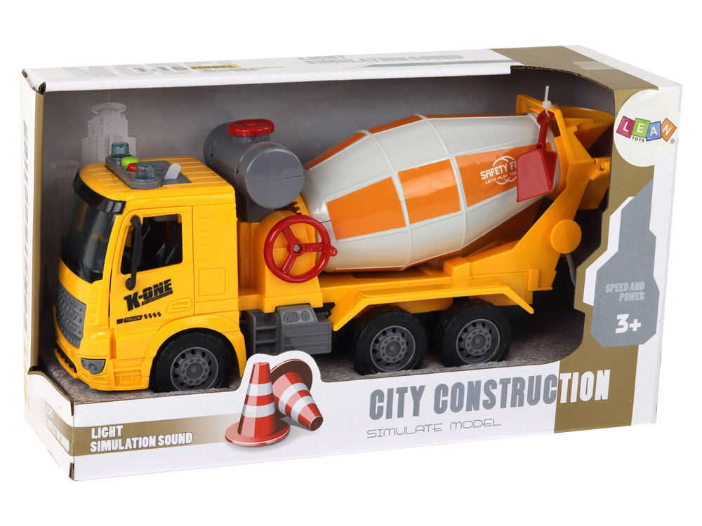 Betono maišytuvas su garso ir šviesos efektais, geltonas, 1:16