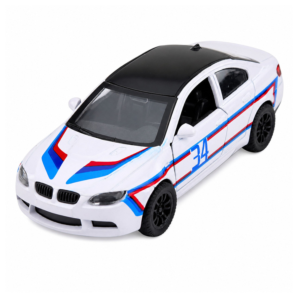 Žaislinis sportinis automobilis su inercine pavara ir atidaromomis durimis, baltas, 12,5 × 5 × 4 cm 2