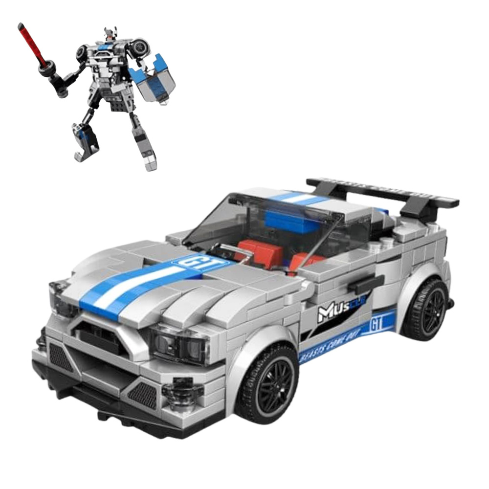 Konstruktorius automobilis-robotas 2in1 pilkas 350 det.