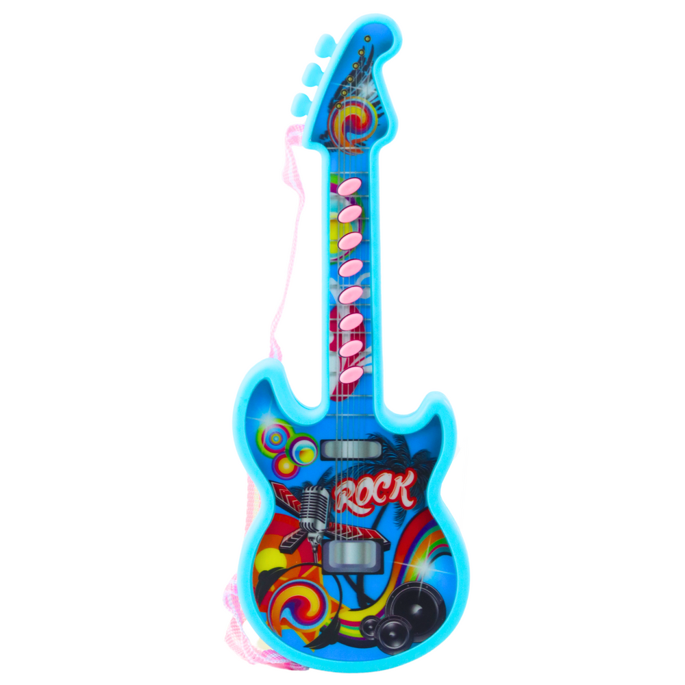 Vaikiška mėlyna elektrinė gitara su melodijomis ir solmizacijos klavišais