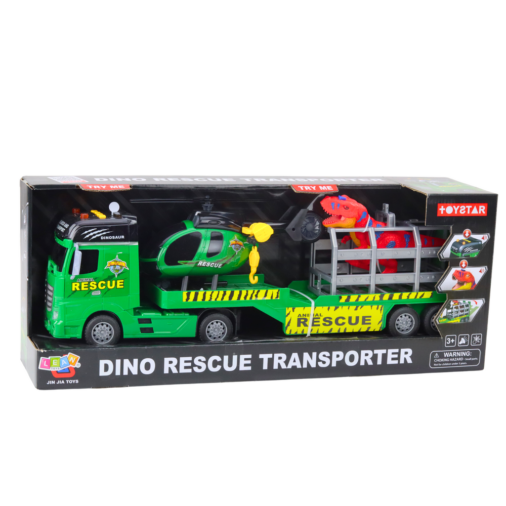 Gyvūnų gelbėjimo rinkinys su dinozauru ir sraigtasparniu