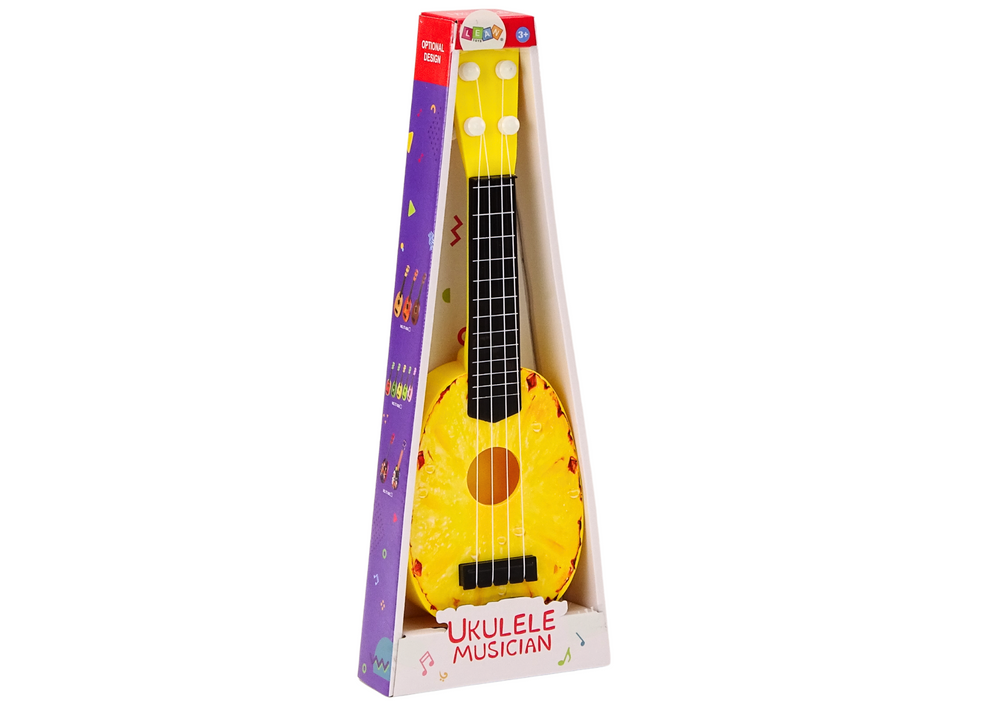 Vaikiška ukulelė su ananaso motyvu, 34 cm