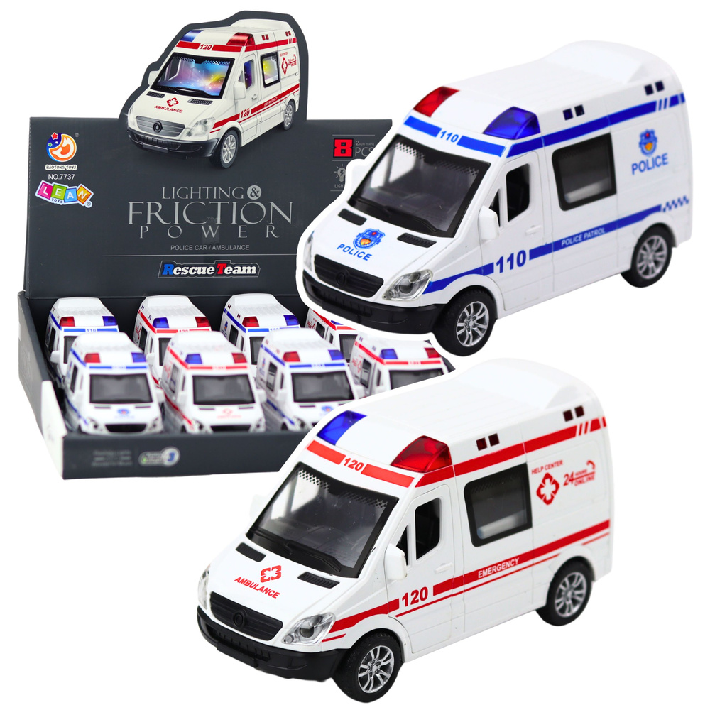 Policijos automobilis arba greitoji su šviesomis ir garsais, 14x8x7 cm