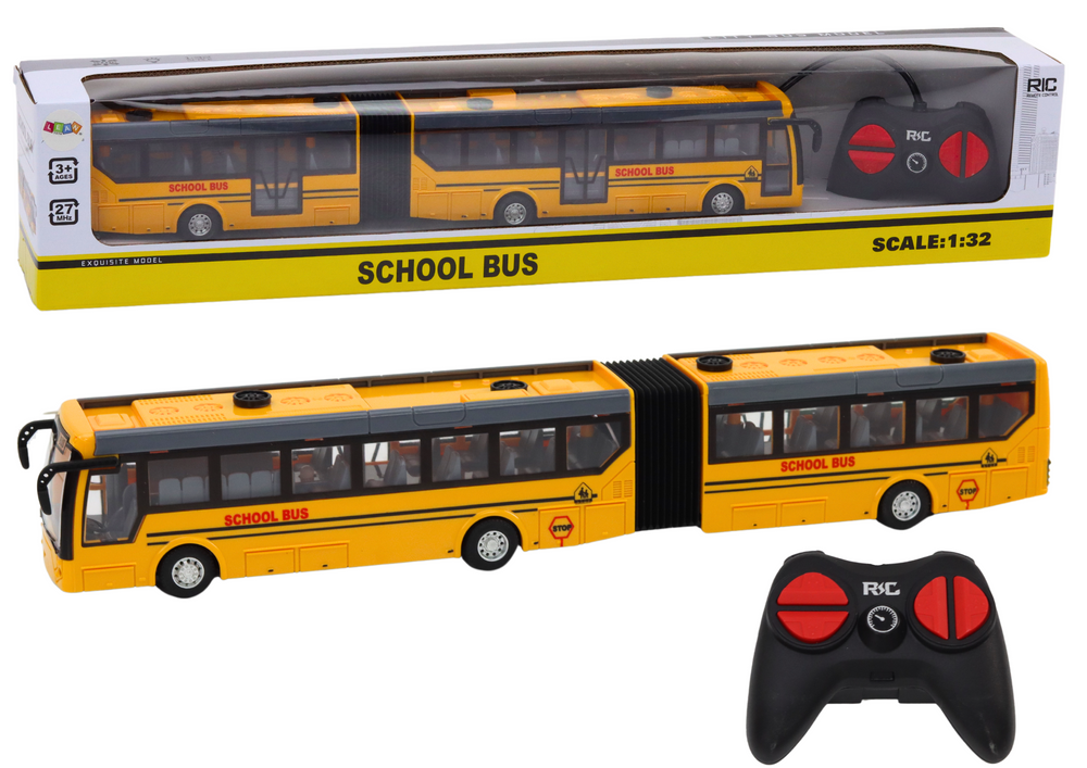 Nuotoliniu būdu valdomas mokyklinis autobusas lean toys, geltonas, 37x5x4 cm