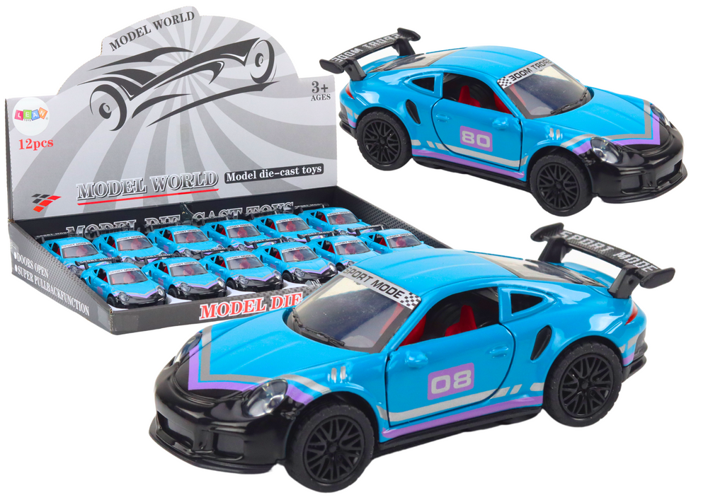 Turkio spalvos sportinis automobilis 1:32 su trinties pavara