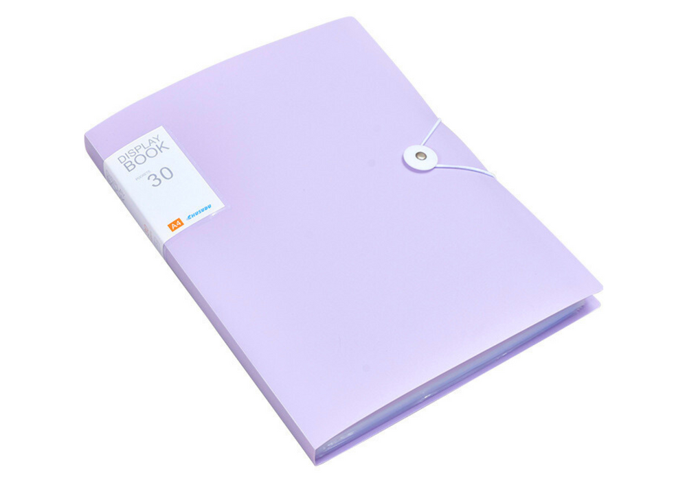 Plastikinis aplankas su elastine juosta 30 vnt. violetinis a4