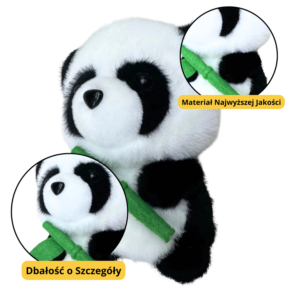 Pliušinis Panda Su Bambuku, 18 Cm