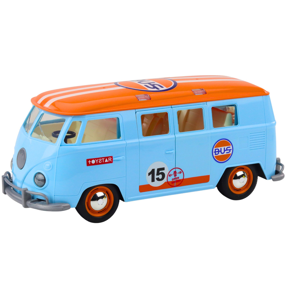 Žaislinis retro mikroautobusas su šviesomis ir garsu, 26.5x11x10.5 cm 1