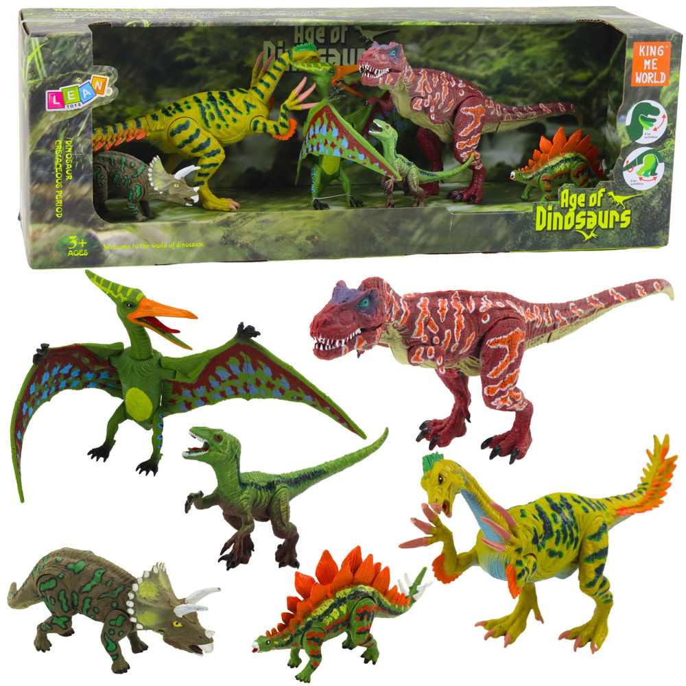 Dinozaurų figūrėlių rinkinys su judančiomis dalimis, 6 vnt.