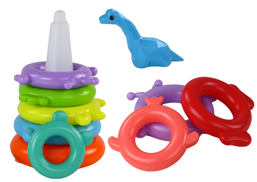 Piramidės dėlionė dinozauras lean toys, 8d.