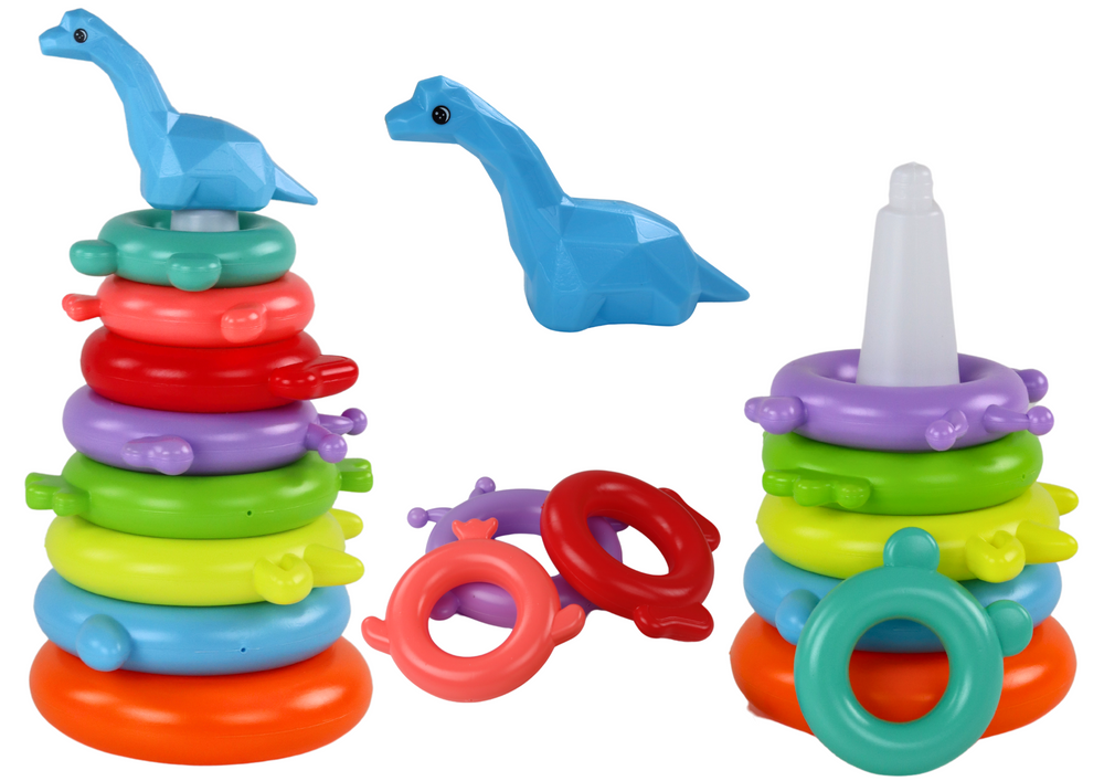 Piramidės dėlionė dinozauras lean toys, 8d.