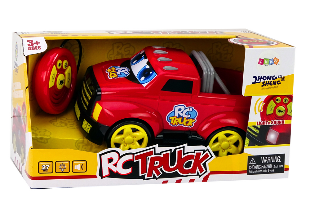 Nuotoliniu būdu valdomas raudonas policijos automobilis su šviesomis ir garsais, 30x17.5x13 cm
