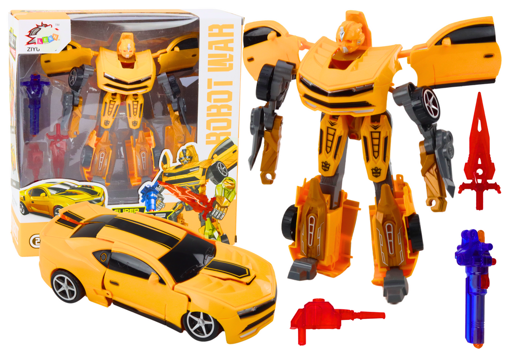 Geltonas Auto-Robotas 2In1 Žaislas