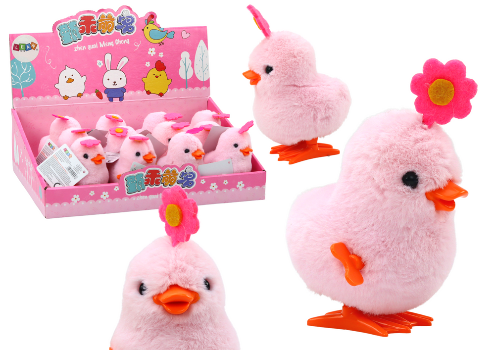Prisukamas viščiukas su gėle lean toys,, rožinis