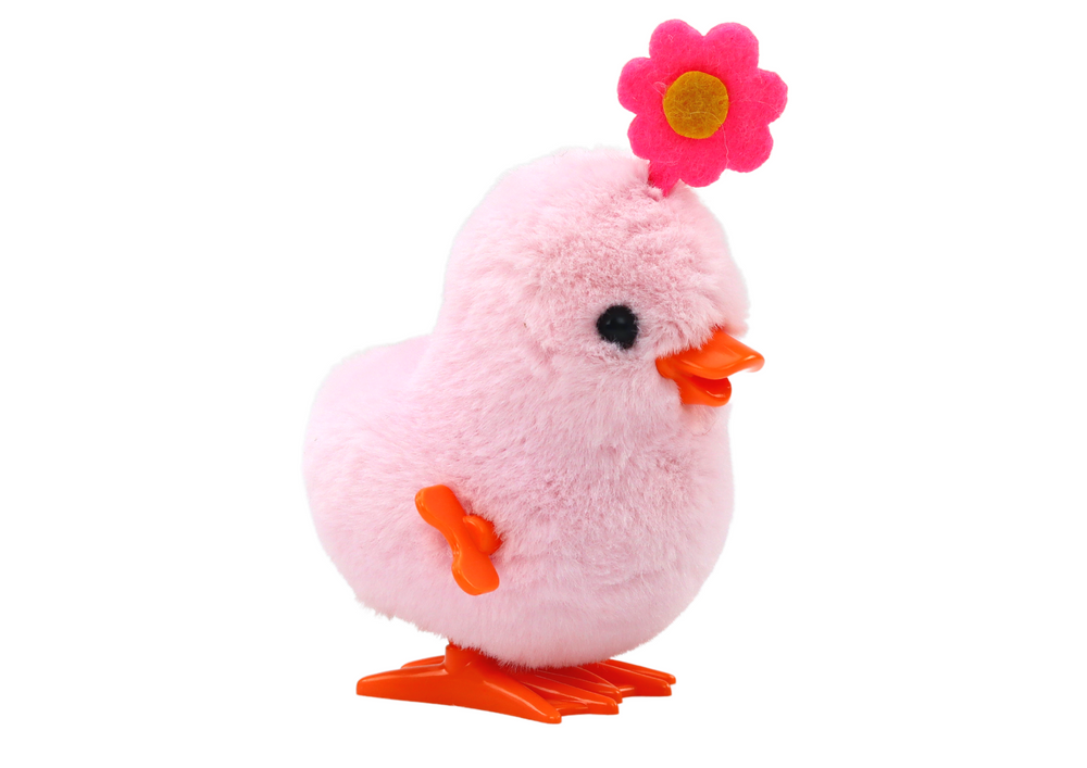 Prisukamas viščiukas su gėle lean toys,, rožinis