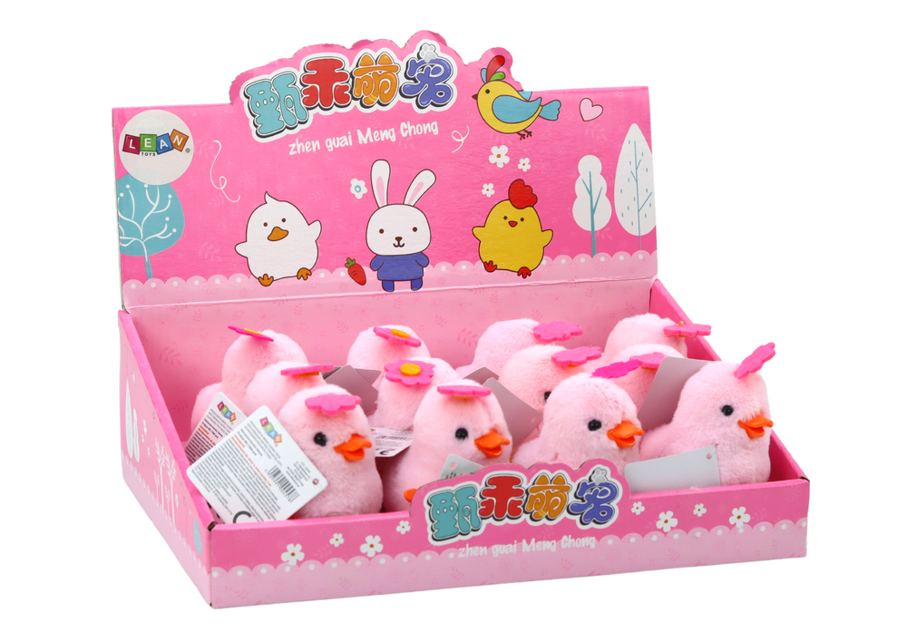 Prisukamas viščiukas su gėle lean toys,, rožinis