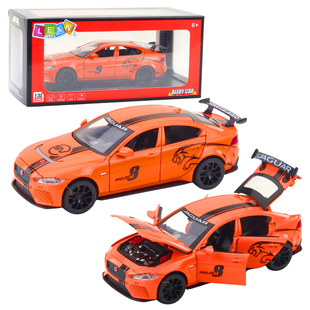 Automodelis jaguar metalinis 16x7x5 cm oranžinis