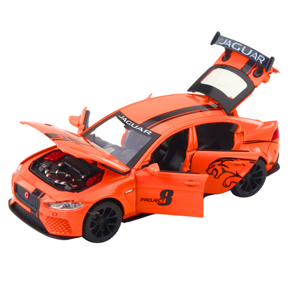 Automodelis jaguar metalinis 16x7x5 cm oranžinis 2