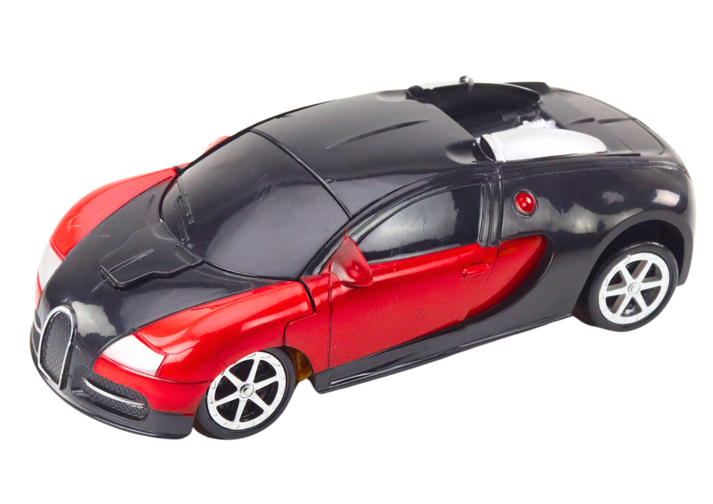 Raudonas žaislas 2in1 robotas-automobilis su ginklais