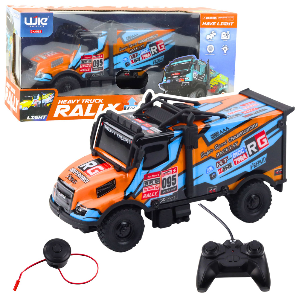 Nuotolinio valdymo rc sunkvežimis, oranžinis ir mėlynas, 20 cm