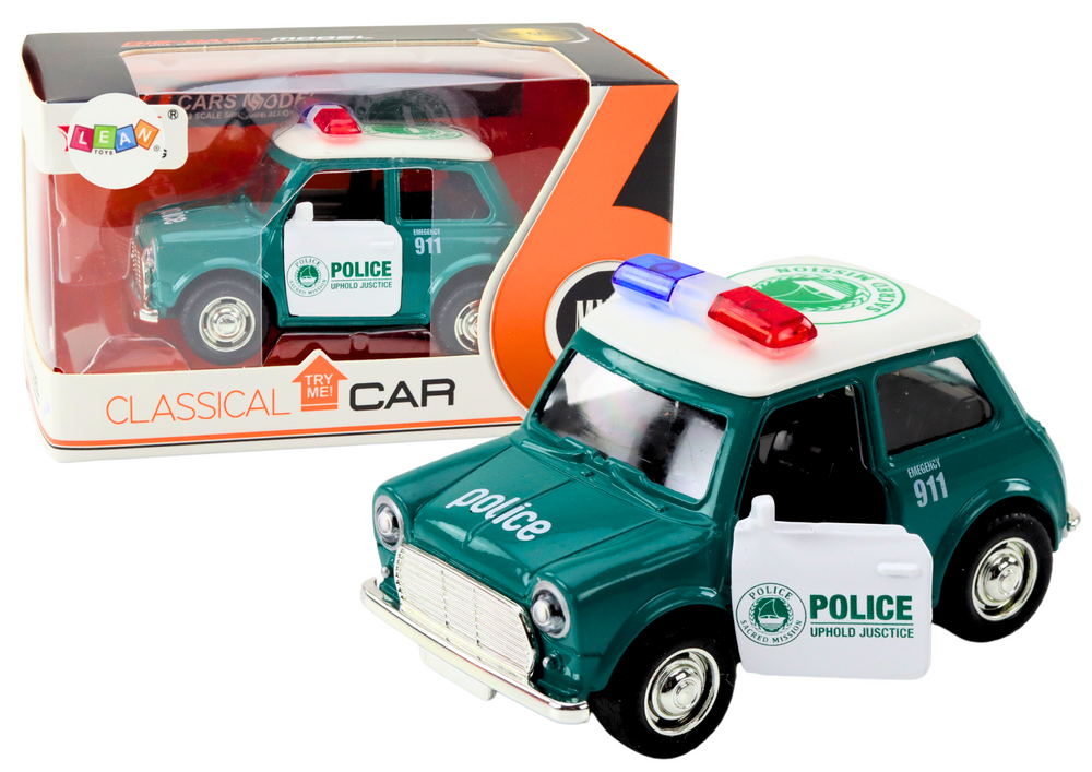 Klasikinis policijos automobilis 1:38 su šviesomis ir garsais