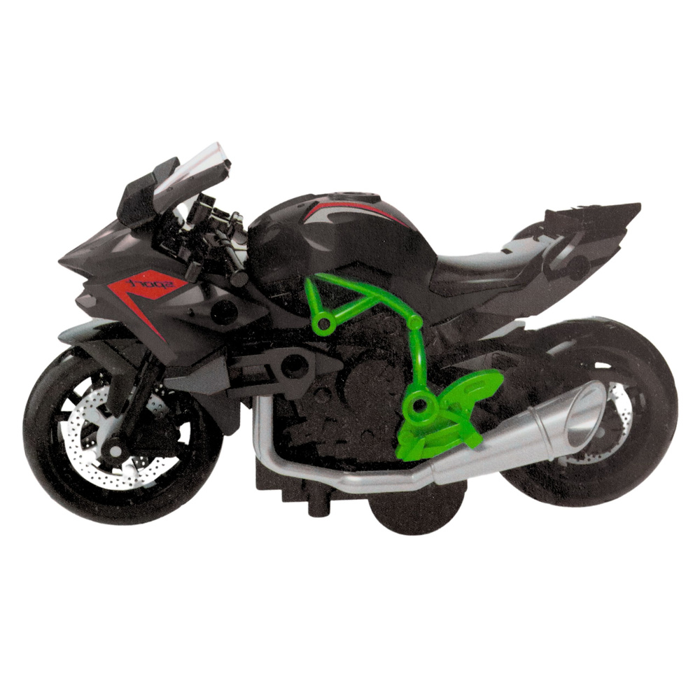 Motociklo modelis 1:14 savarankiškam surinkimui žaliai juodas 1