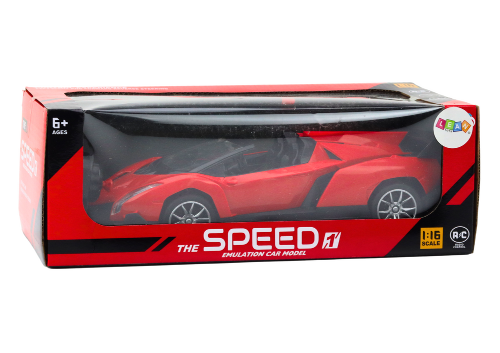 Nuotoliniu būdu valdomas raudonas sportinis automobilis rc 1:16