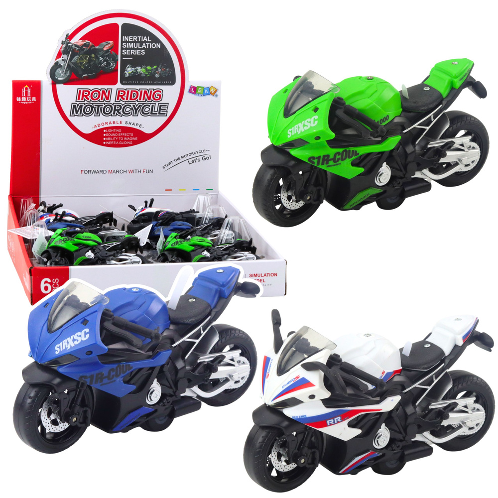 Sportinis motociklas su šviesomis ir garsais, 15.5x8.5x8 cm