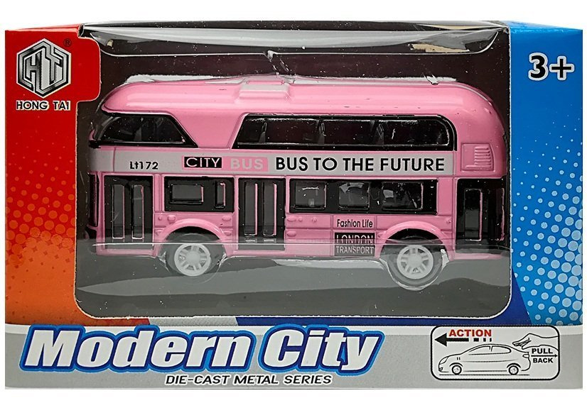 Dviaukštis autobusas su traukimo mechanizmu