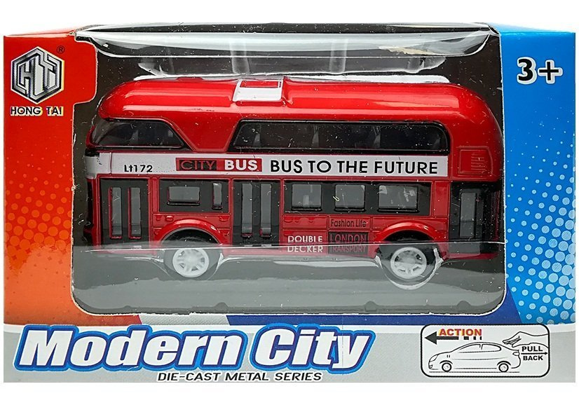 Dviaukštis autobusas su traukimo mechanizmu