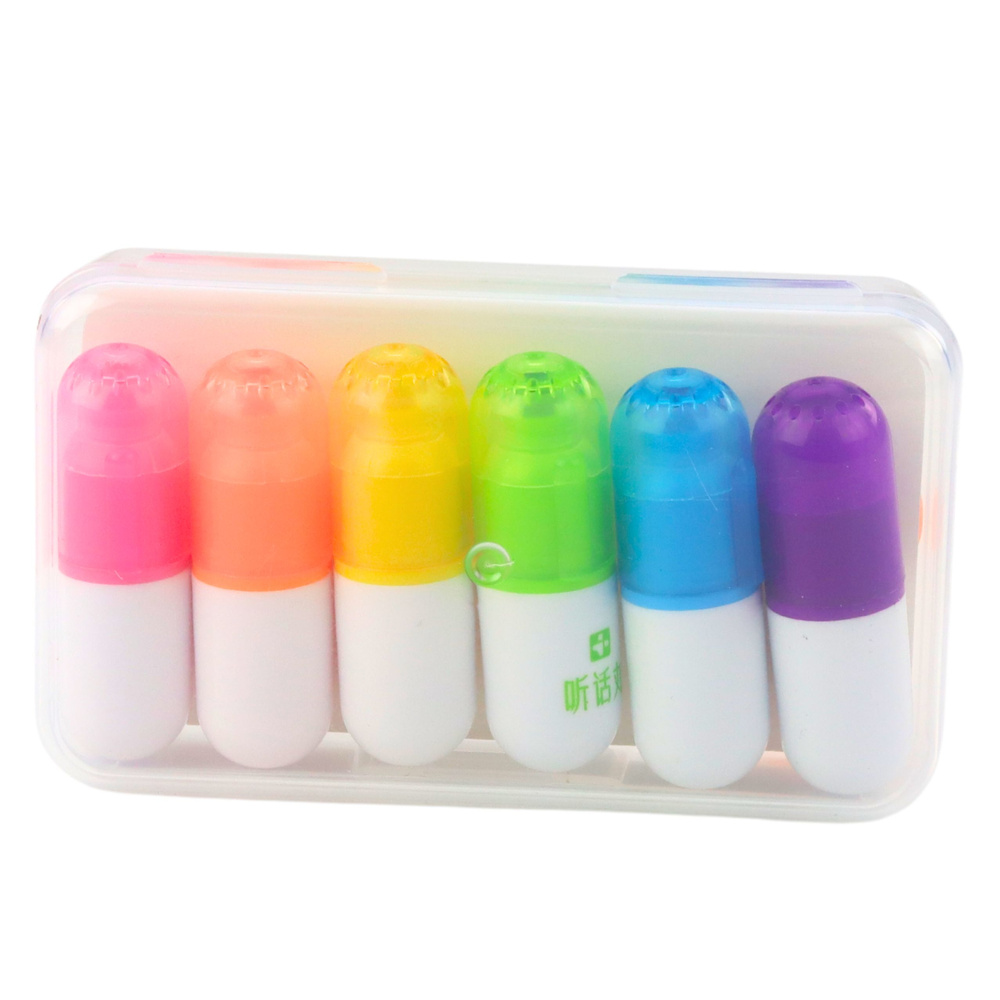 Mini žymeklių rinkinys su dėžute, 6 vnt.
