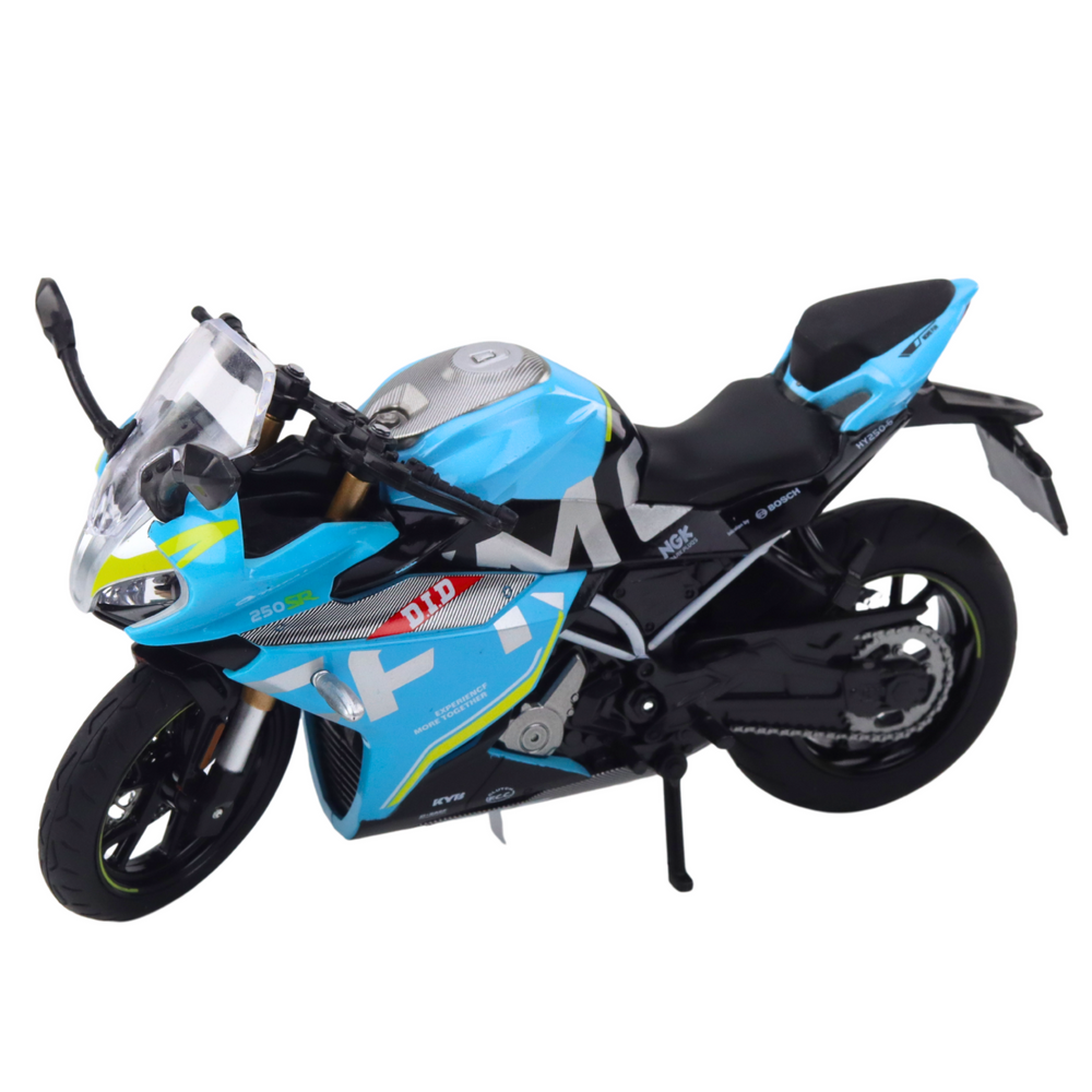 Sportinis metalinis motociklo modelis 1:12 su šviesomis ir garsais