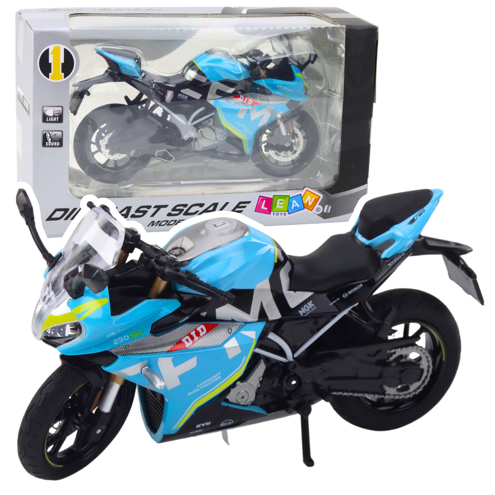 Sportinis metalinis motociklo modelis 1:12 su šviesomis ir garsais
