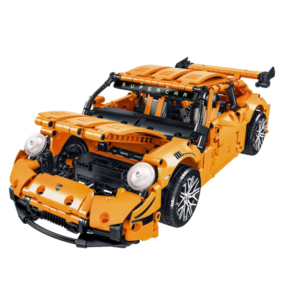Konstruktorius sportinis automobilis gt racing 1:14, 1268 detalių, oranžinis