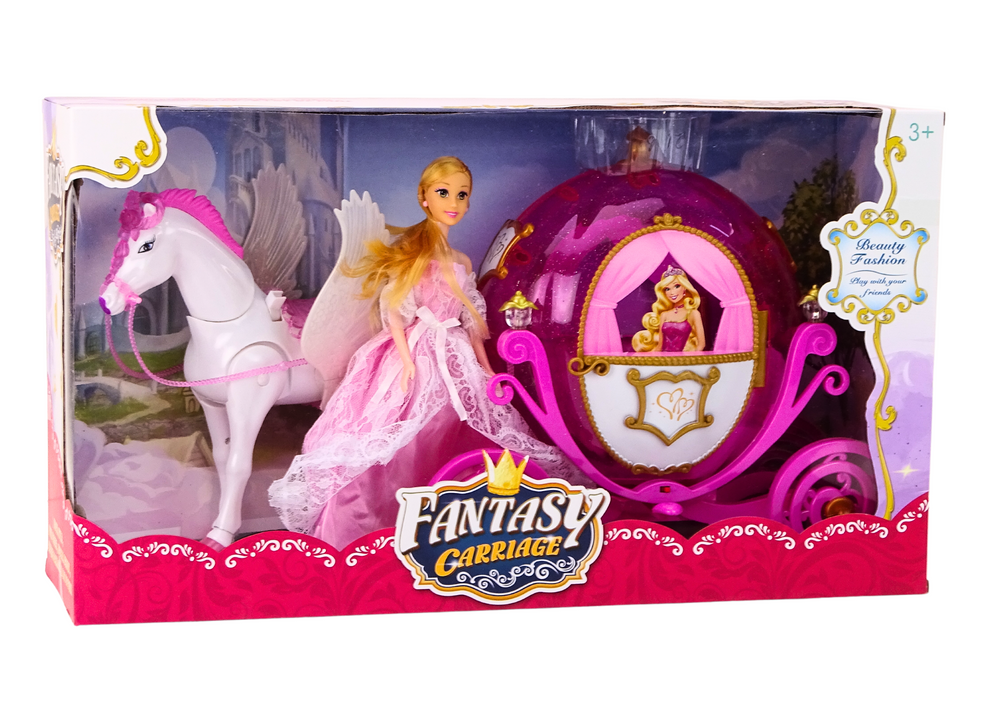 Princesės karieta su pegasu ir lėle