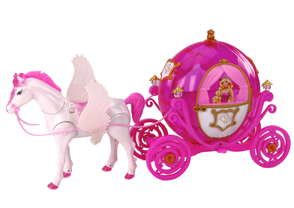 Princesės karieta su pegasu ir lėle