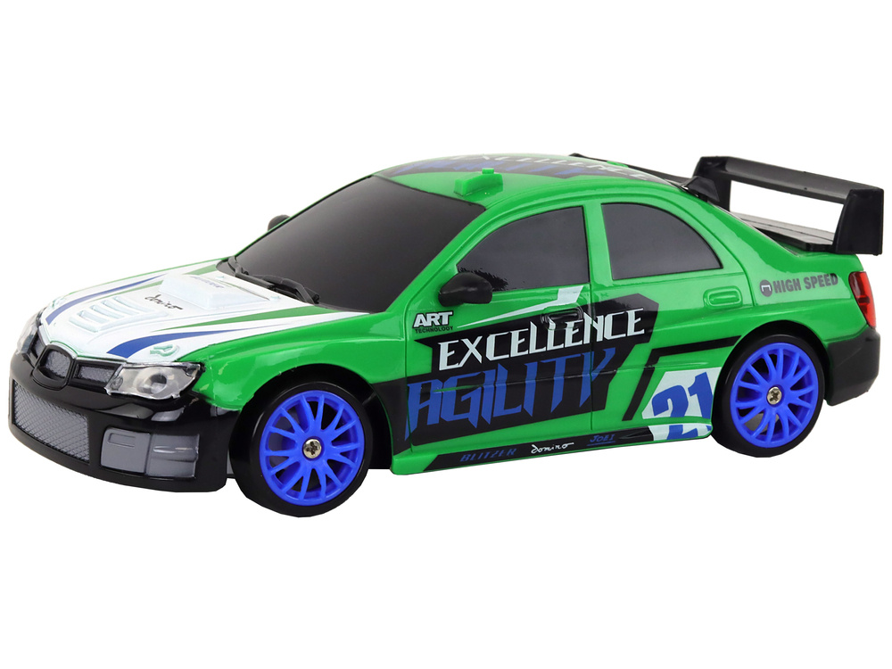 Nuotoliniu būdu valdomas sportinis automobilis 1:24, žalias, su keičiamais ratais