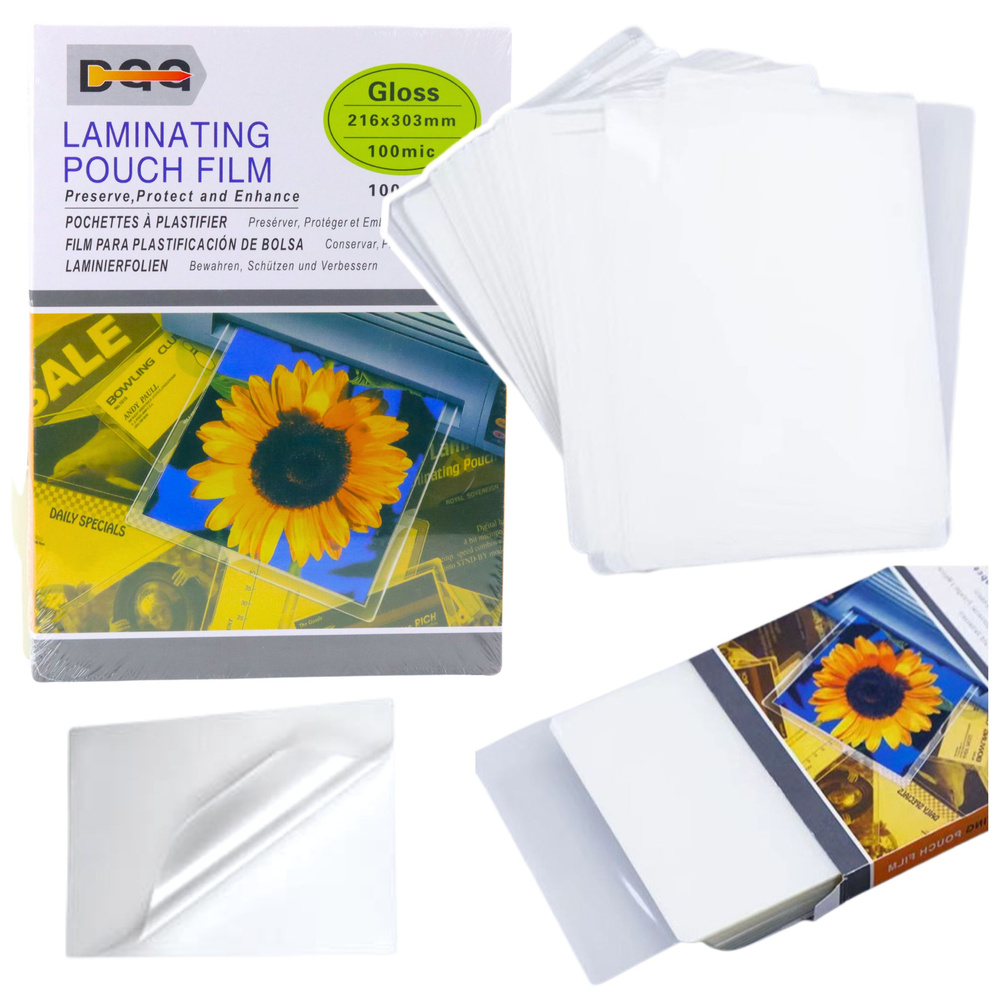 Blizgi laminavimo plėvelė dqa 216x303 mm 100 mikronų, 100 vnt.
